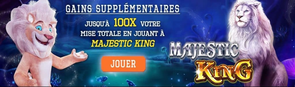 Gains supplementaires avec le jeu Majestic King sur White Lion casino