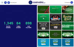 gamme de jeux chez Casinobtc.bet