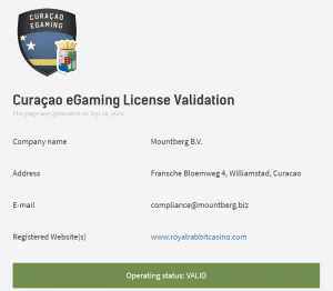 license curacao www.royalrabbitcasino.com