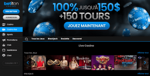 Casino Live sur Betiton casino