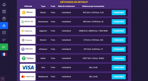 methodes de retrait sur bitcoincasino.io