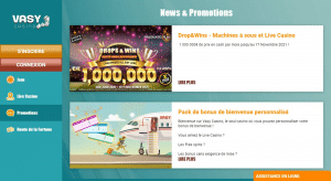 bonus personnalisés Vasy Casino