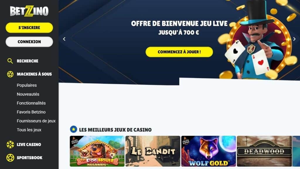 offre de bienvenue live betzino