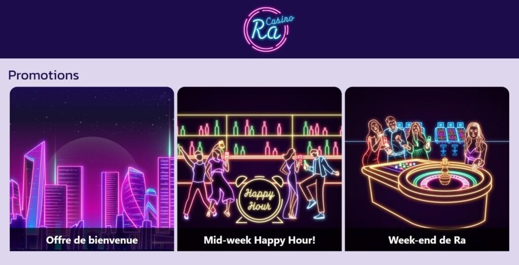bonus et promotions Ra Casino