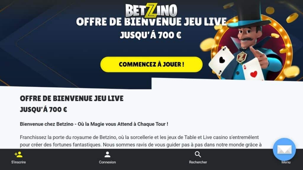 Bonus Bienvenue betzino casino