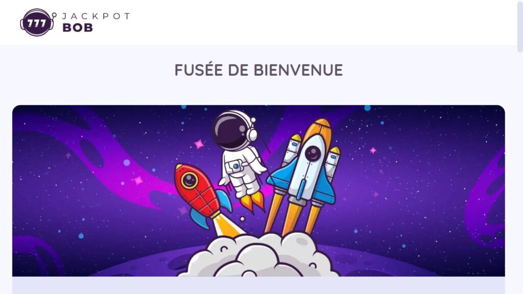 bonus BIENVENUE jackpot bob