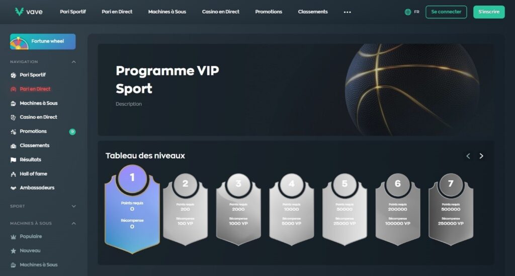 programme VIP Sport vave casino