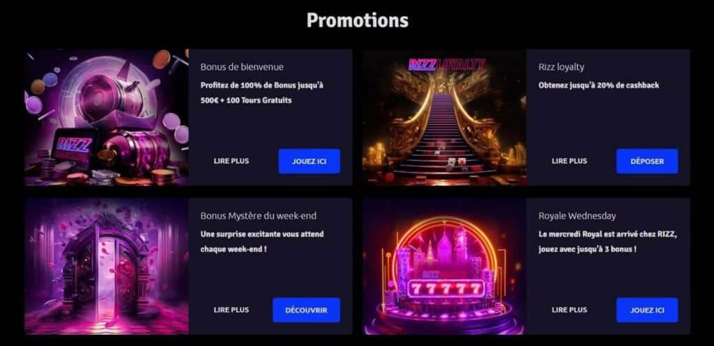 autres bonus Rizz Casino