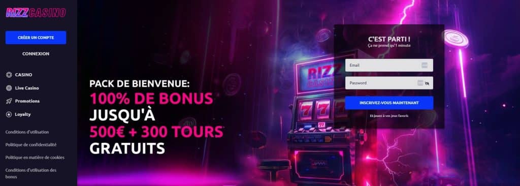 Rizz Casino Gratuit avec bonus sans dépôt