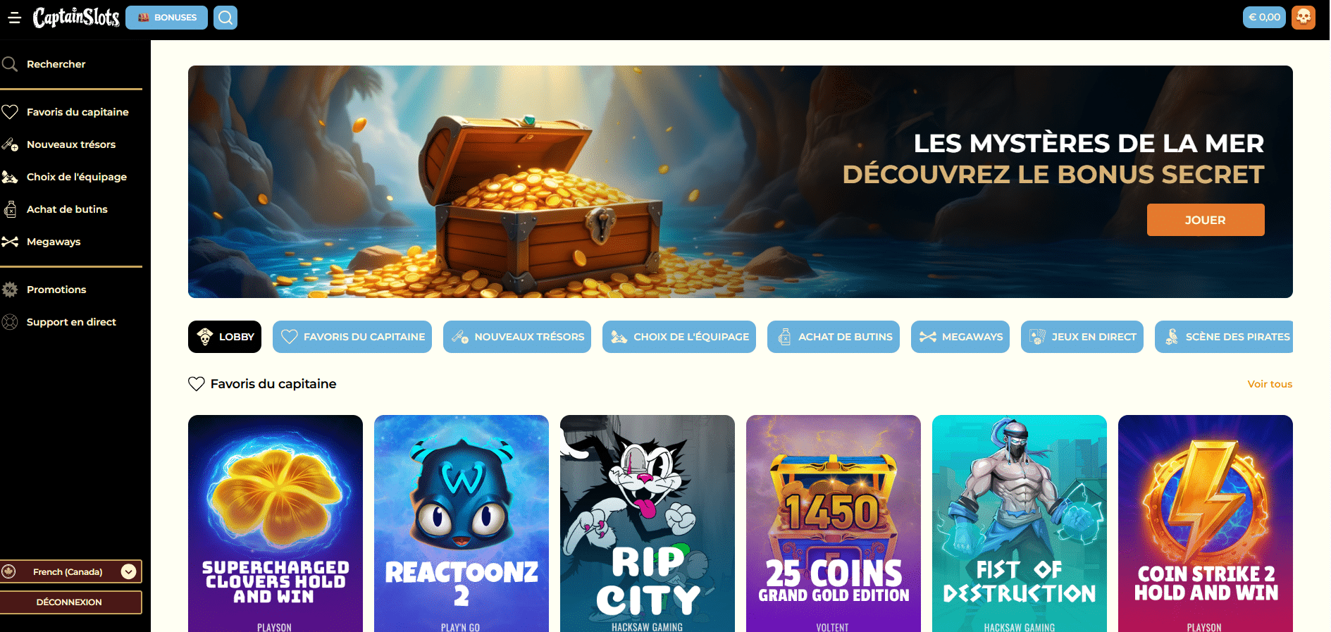 Captain Slots Casino Avis — capture du site