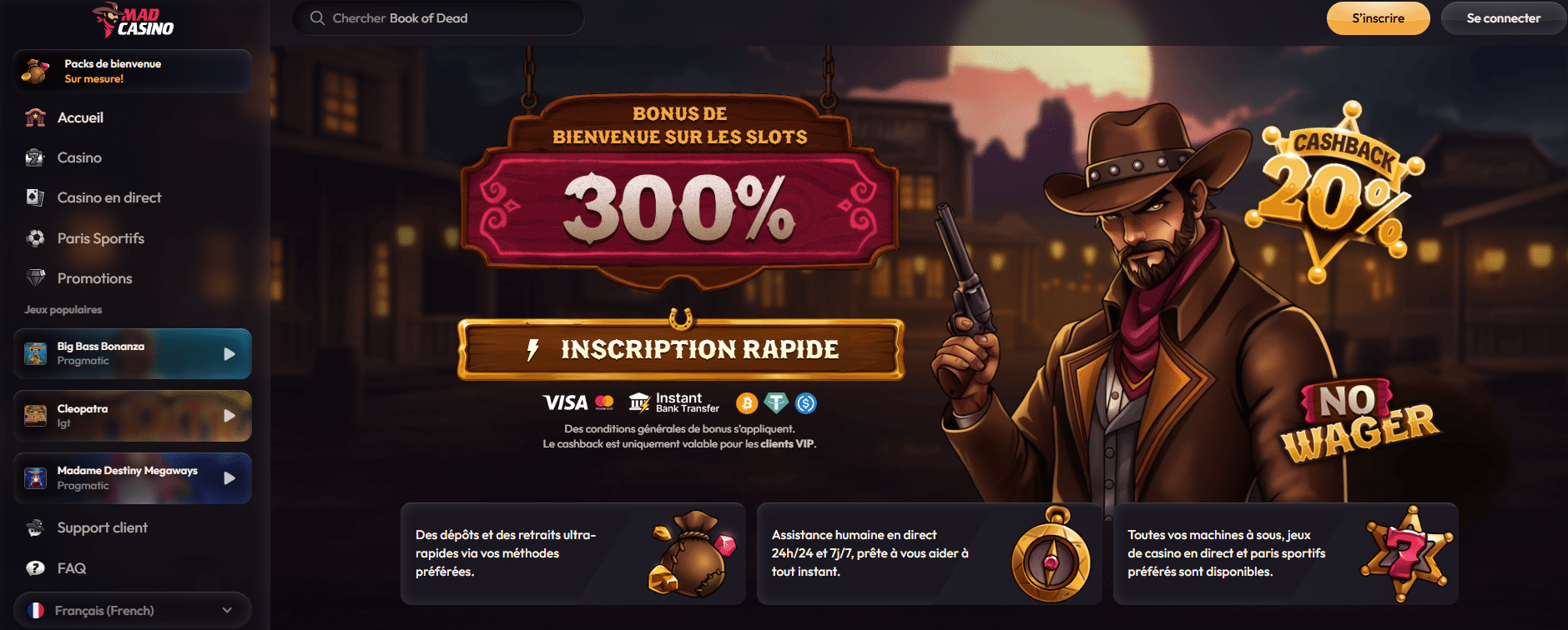 Mad Casino Avis — capture du site