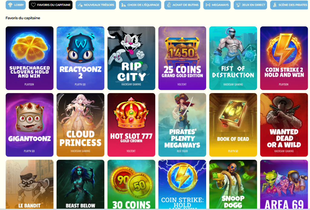 jeux favoris captainslots casino