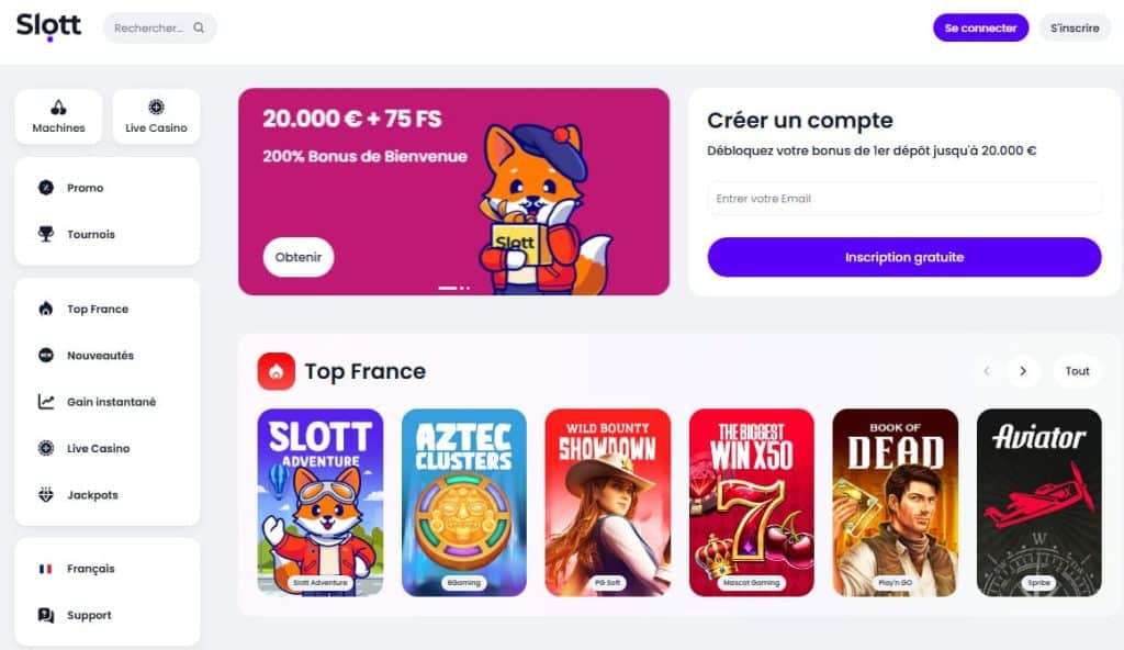 Slott Casino — capture du site