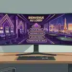 Illustration d'un lobby de casino en ligne avec une ambiance Las Vegas sophistiquée