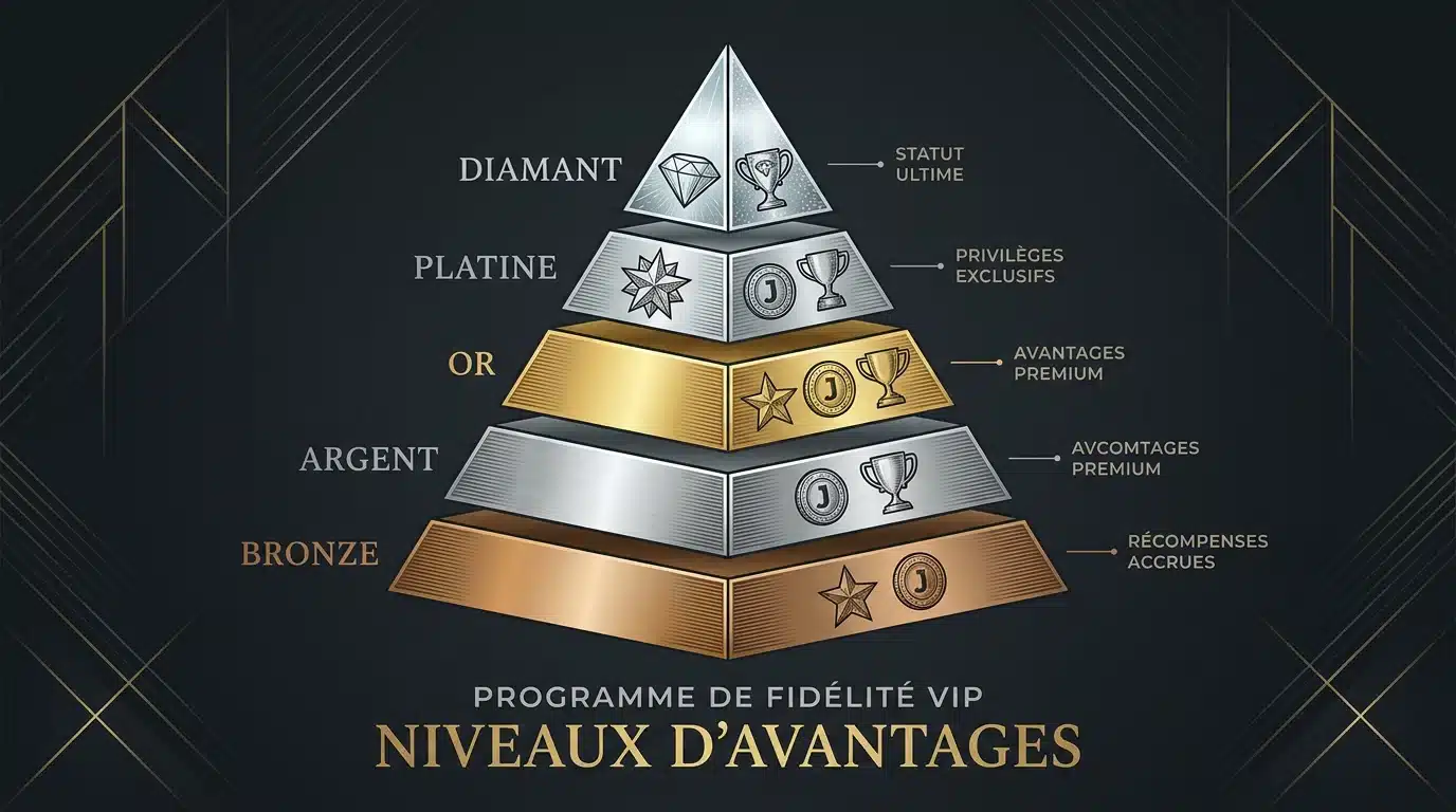 Pyramide des niveaux VIP d'un programme de fidélité de casino en ligne