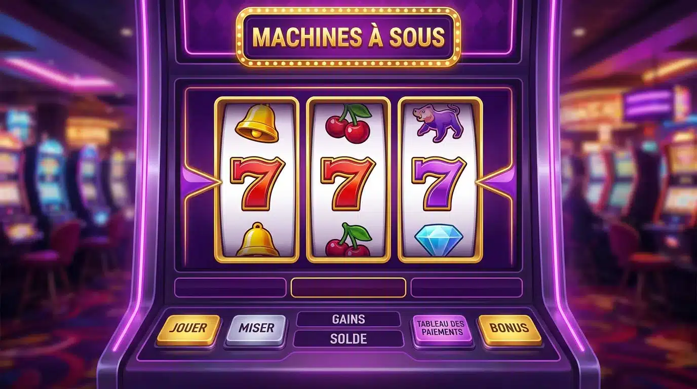 Interface de casino en ligne avec machines à sous virtuelles et ambiance Las Vegas