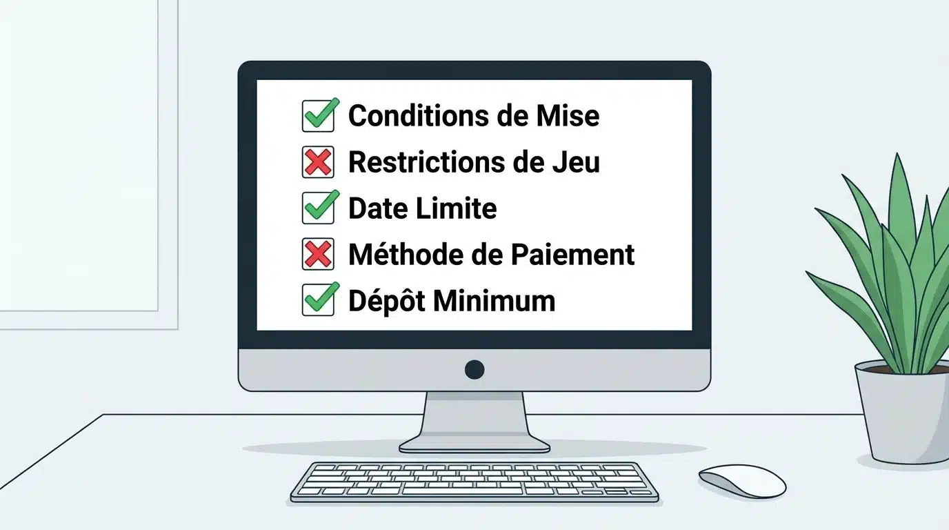 Checklist des conditions à vérifier avant de retirer un bonus sans dépôt encaissable