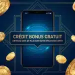Ambiance de casino en ligne avec jetons et smartphone illustrant un bonus sans dépôt immédiat
