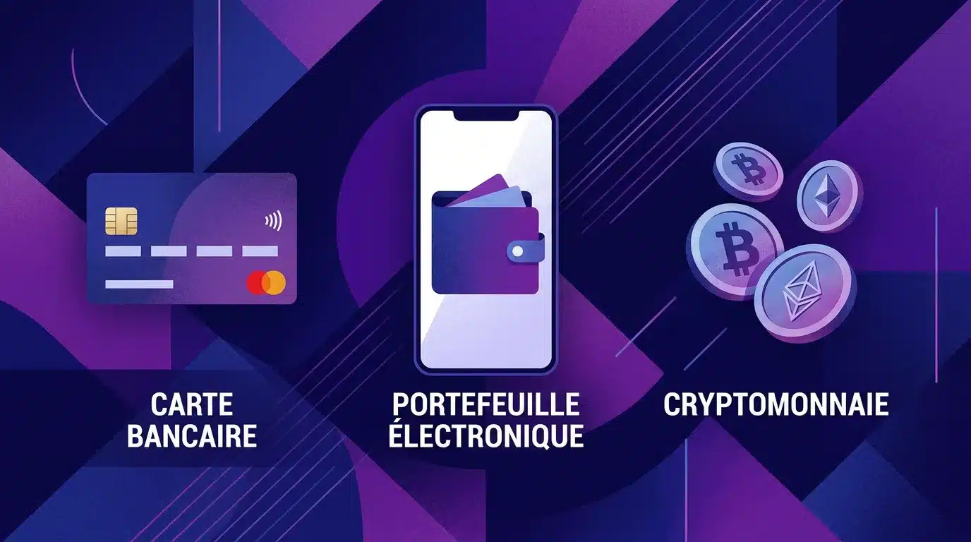 Icônes de méthodes de paiement disponibles pour un casino en ligne