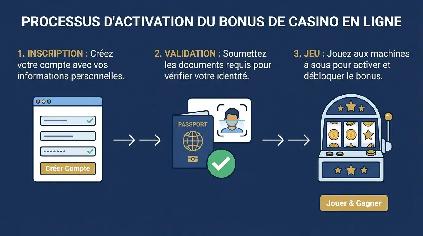 Étapes pour activer un bonus sans dépôt de 50 euros sur un casino en ligne