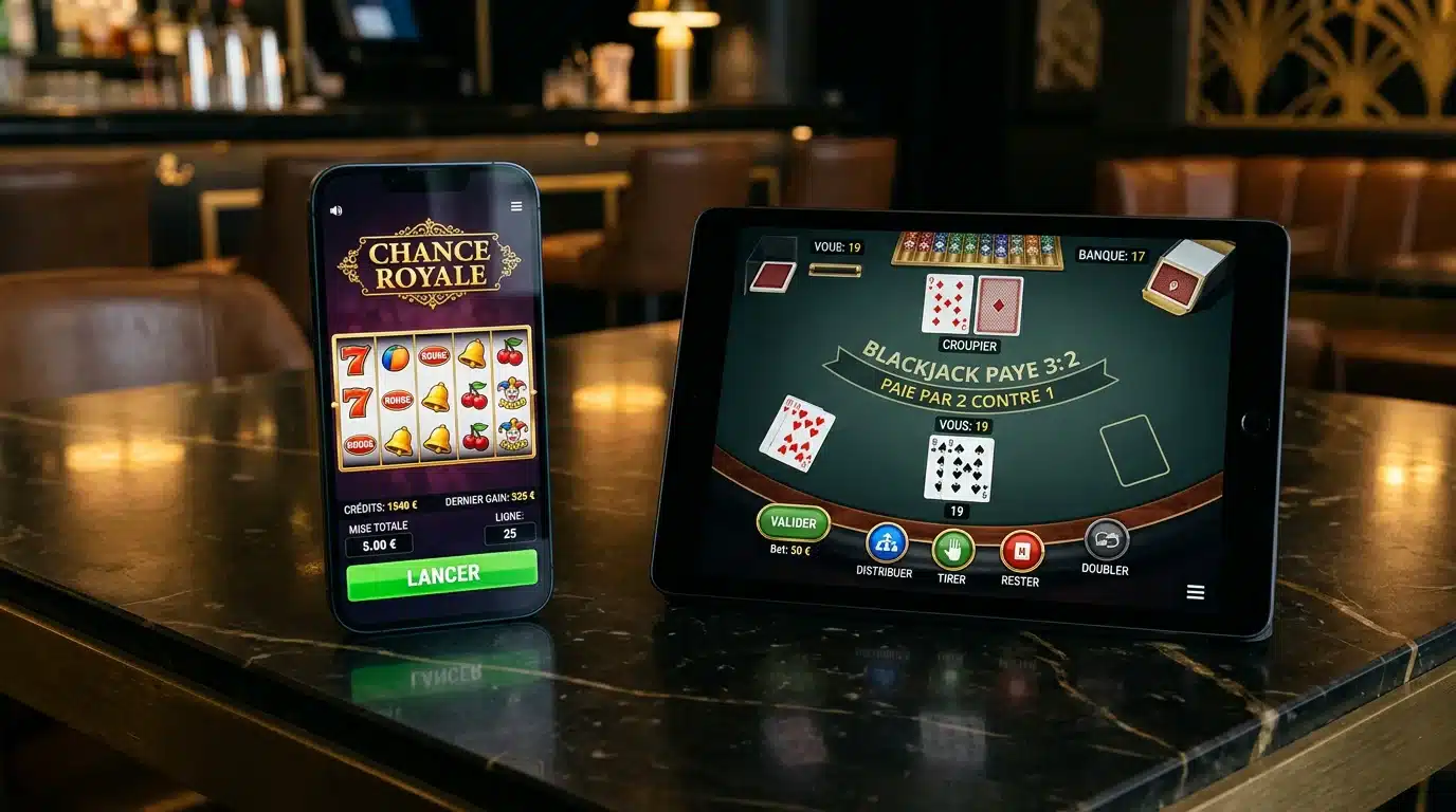 Machines à sous et jeux de casino affichés sur mobile et tablette