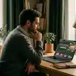 Joueur évaluant un bonus de casino de 10 euros sur un ordinateur portable