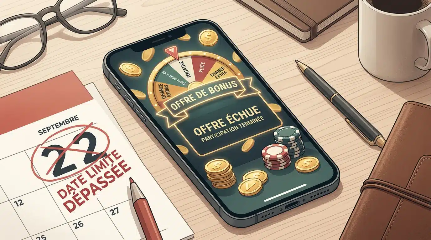 Illustration d'une offre de bonus sans dépôt expirée sur mobile