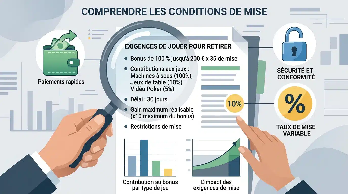 Décryptage des conditions de mise d'un bonus sans dépôt