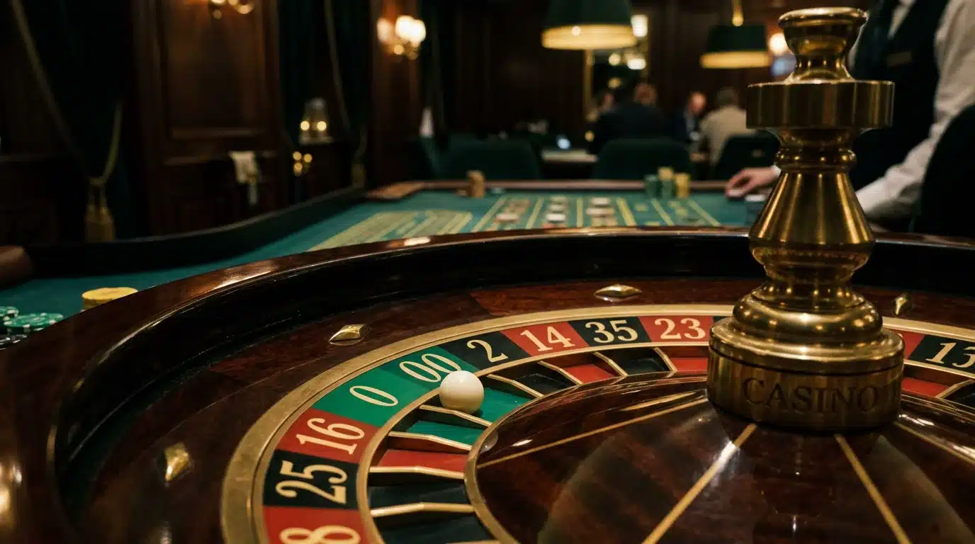 Gros plan sur les cases 0 et 00 d'une roue de roulette américaine