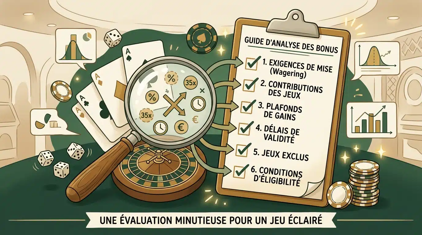 Illustration de la vérification des conditions d'un bonus de casino