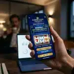 Smartphone affichant l'interface d'un casino en ligne avec un bonus sans dépôt