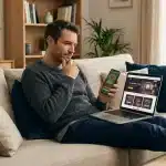 Joueur comparant des offres de bonus de casino gratuit chez lui