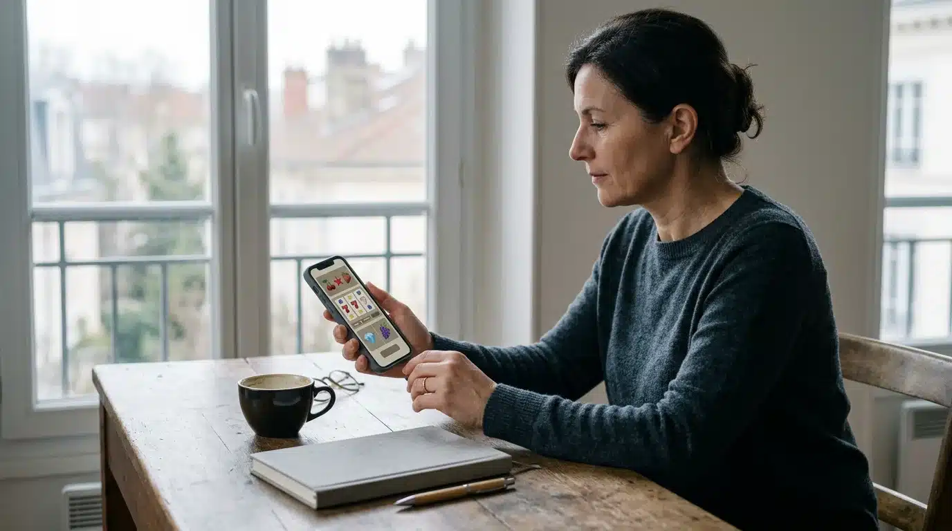 Personne consultant une offre de bonus casino sans dépôt sur smartphone
