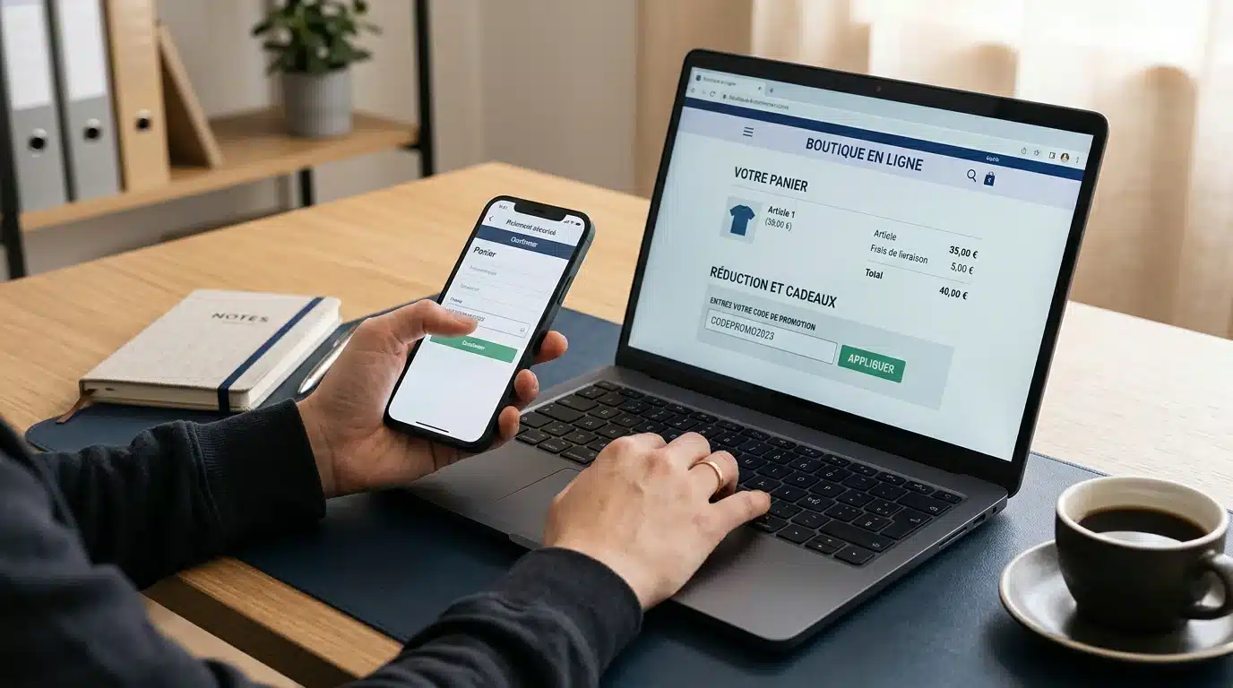 Personne saisissant un code promotionnel sur un formulaire de casino en ligne