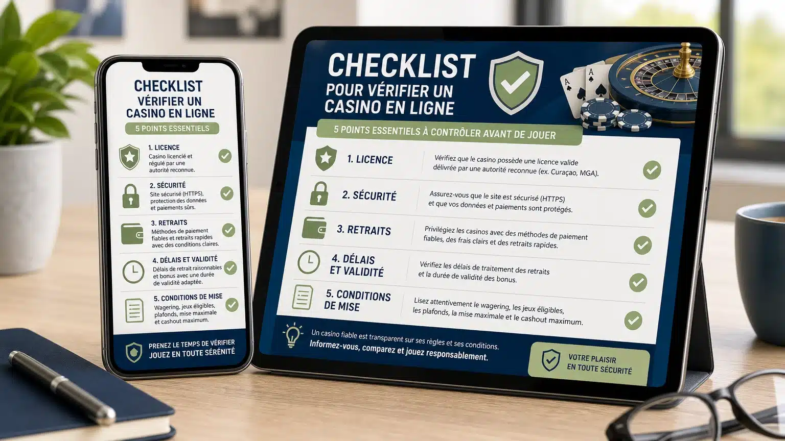 Checklist mobile pour vérifier un casino en ligne