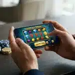 Joueur utilisant une machine à sous avec achat de bonus sur smartphone