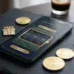 Smartphone affichant un jeu de casino en ligne avec des jetons dorés
