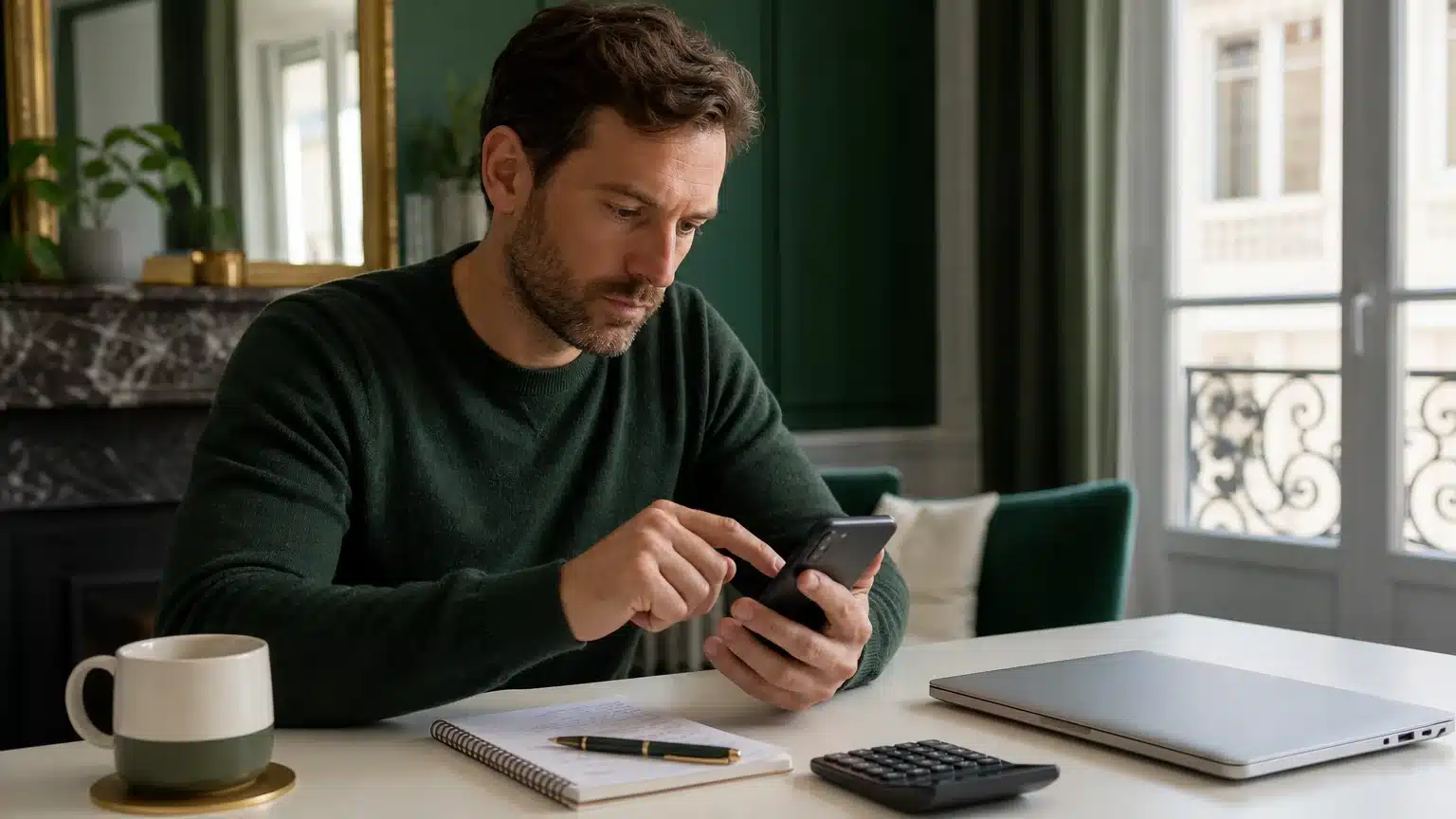 Adulte consultant les conditions d’un bonus de casino sur smartphone