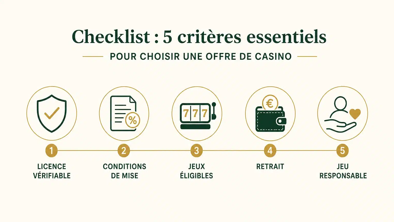 Checklist des critères pour choisir une offre de bonus sans dépôt