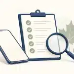 Illustration éditoriale d’un téléphone et d’une liste de contrôle évoquant les bonus de casino au Canada