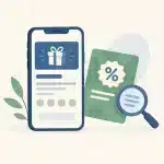 Smartphone et loupe illustrant la vérification d’un bonus sans dépôt