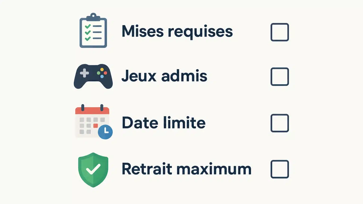 Checklist des conditions à vérifier sur un bonus mobile